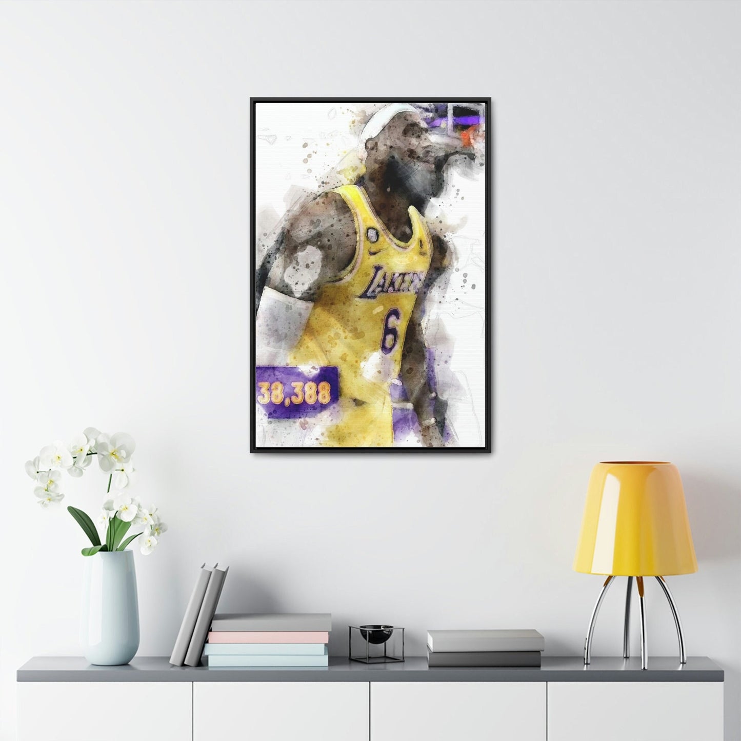 Lebron James Poster, Los Angeles Lakers, Canvas Wrap, Kids Room, Man Cave, Game Room, Bar