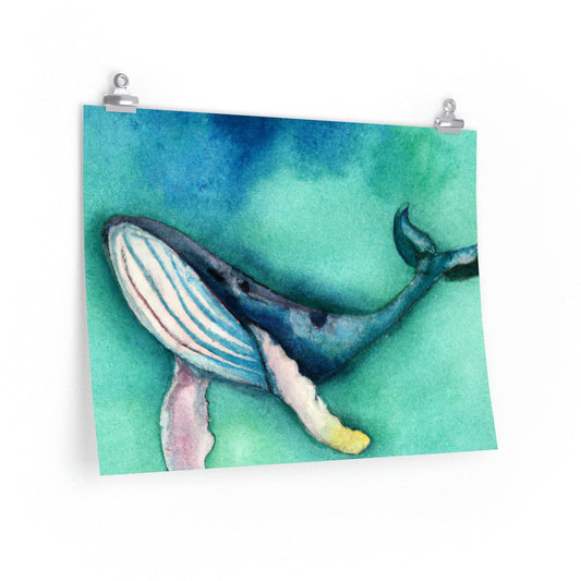 Whale Art, Watercolor Painting, Blue Whale Painting, Whale Painting, Whale Print, Whale Print, Beach Decor